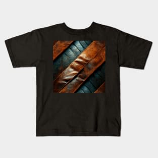 Worn leather stripes, natural and ecological leather print #23 Kids T-Shirt